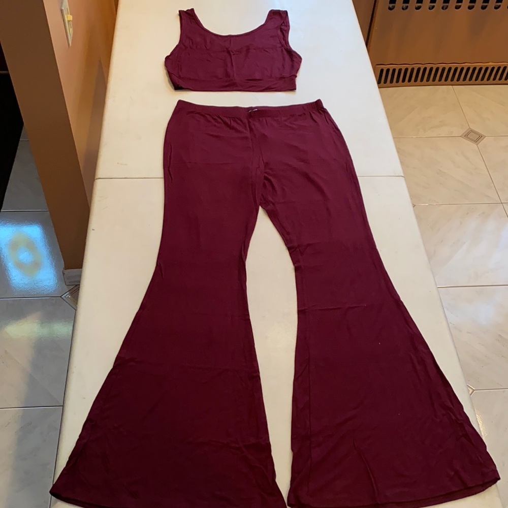 Fun,sexy,casual matching set #Burgundy#sexy#baddie